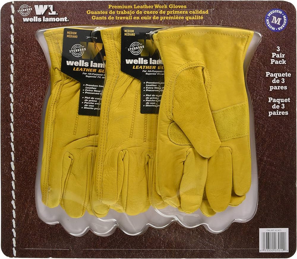 Amazon.co.jp: Wells Lamont 作業用革手袋3双セット 牛革使用 : 産業
