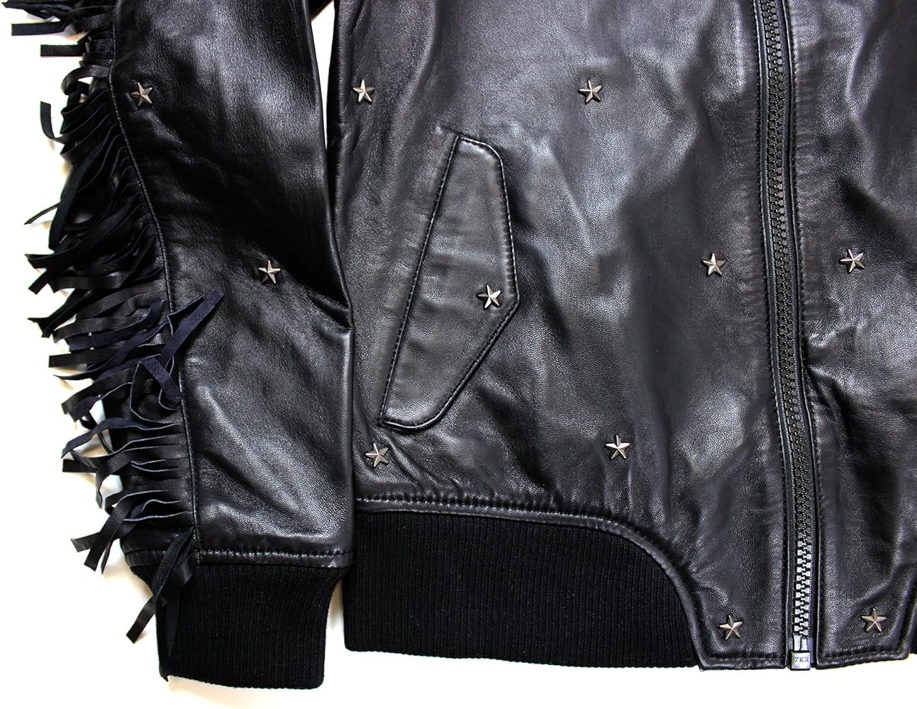 Amazon | [モダンマン] レザー スタッズフリンジMA-1 BLACK M | コート