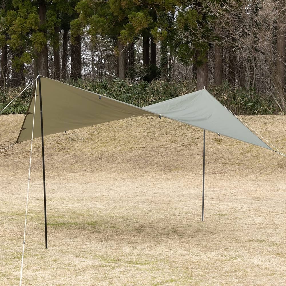 新品】バンドック スクエアタープ TC カーキ アジャスターポール 2本