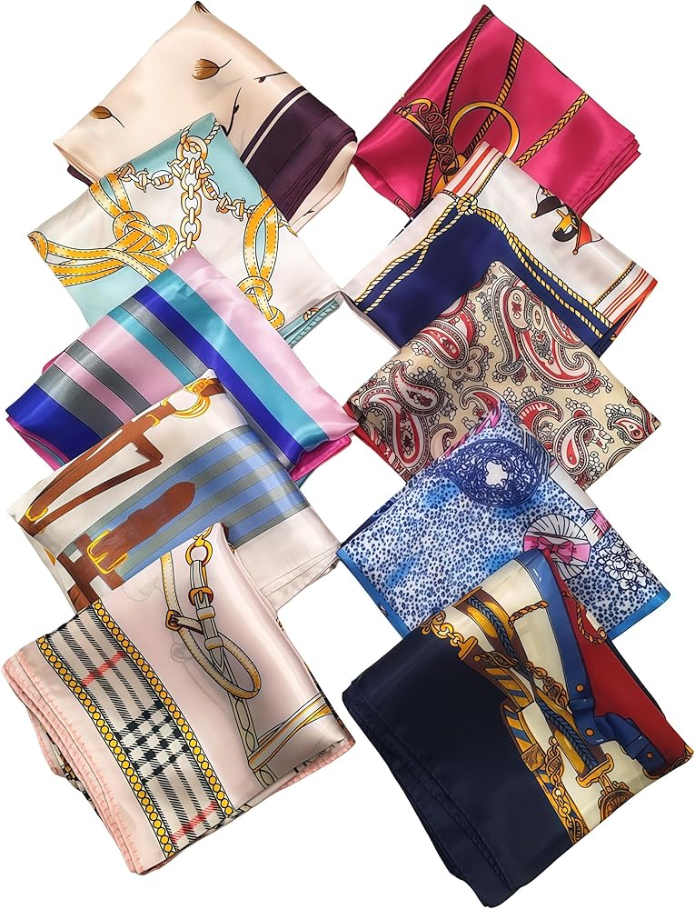 10PCS Silk Feeling Satin HeadScarf Neck Hair Small Square Scarf