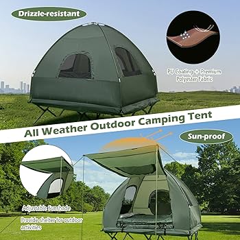 Amazon.com: GYMAX Tent Cot, 5-in-1 Elevated Camping Cot with