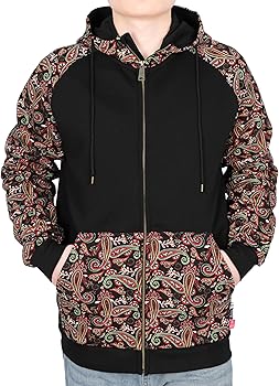 Amazon.com: BOCOMAL FR Hoodies Paisley Printed Zipper Front 10.5oz