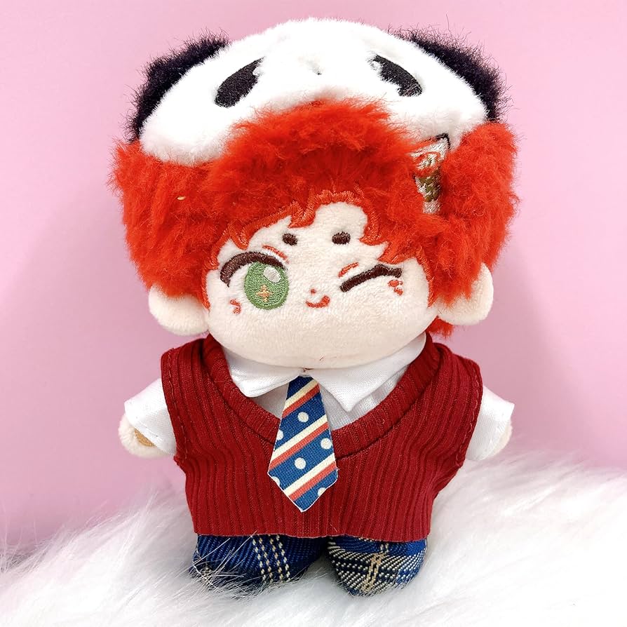 Amazon.co.jp: シャツ&チェックパンツセット 10cm用 レッド ぬい服