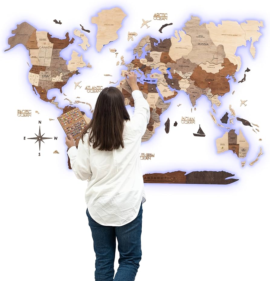 Amazon.com: Enjoy The Wood 3D LED 3.0 Wood World Map Wall Art