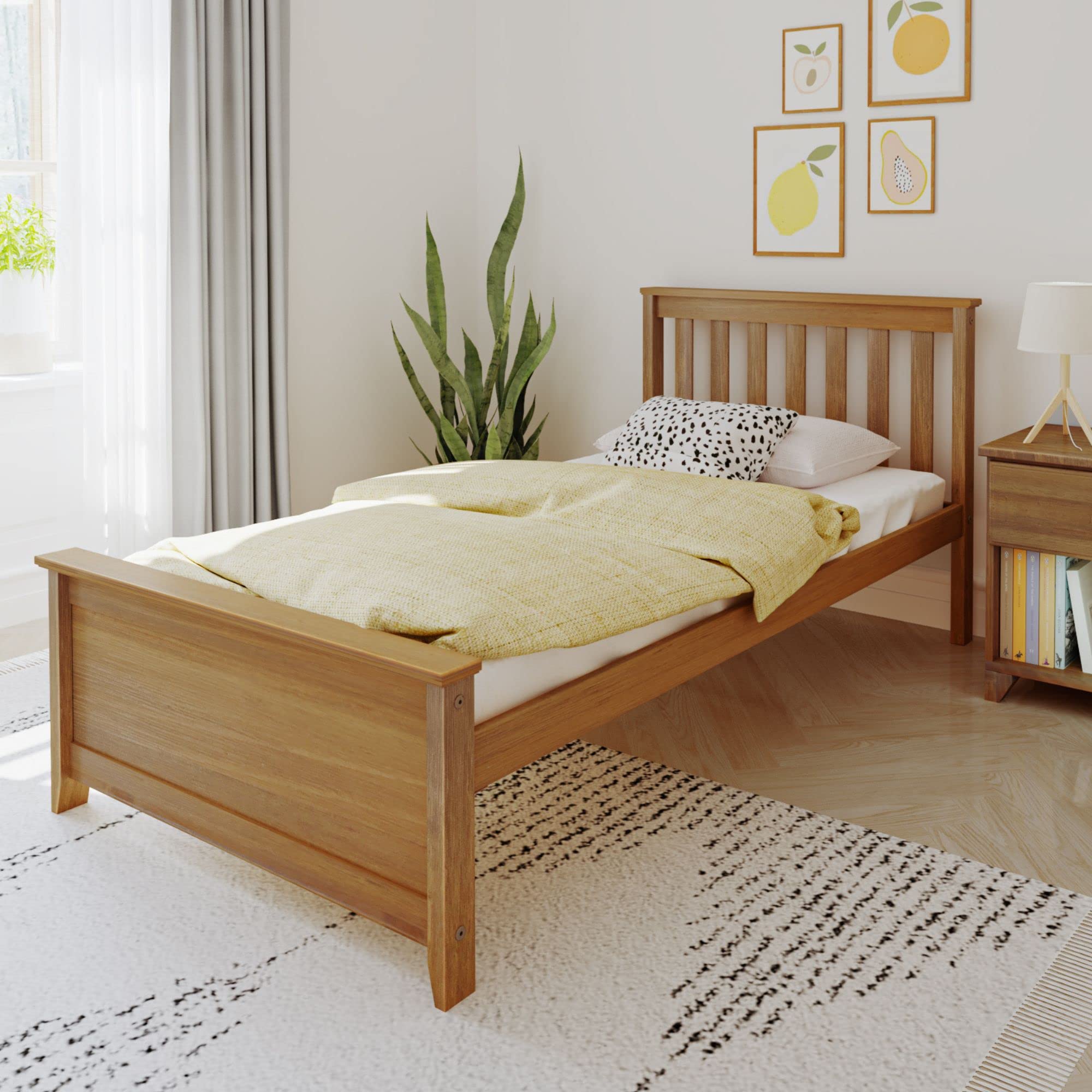 Amazon.com: Max & Lily Twin Bed Frame with Slatted Headboard