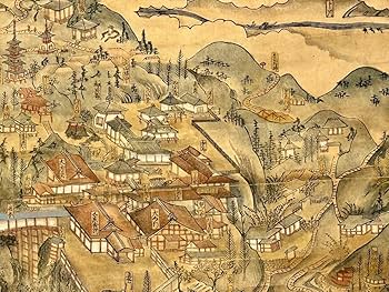 Amazon.co.jp: 極彩色木版図「身延山絵図」1枚|日蓮宗 日蓮 古地図 和