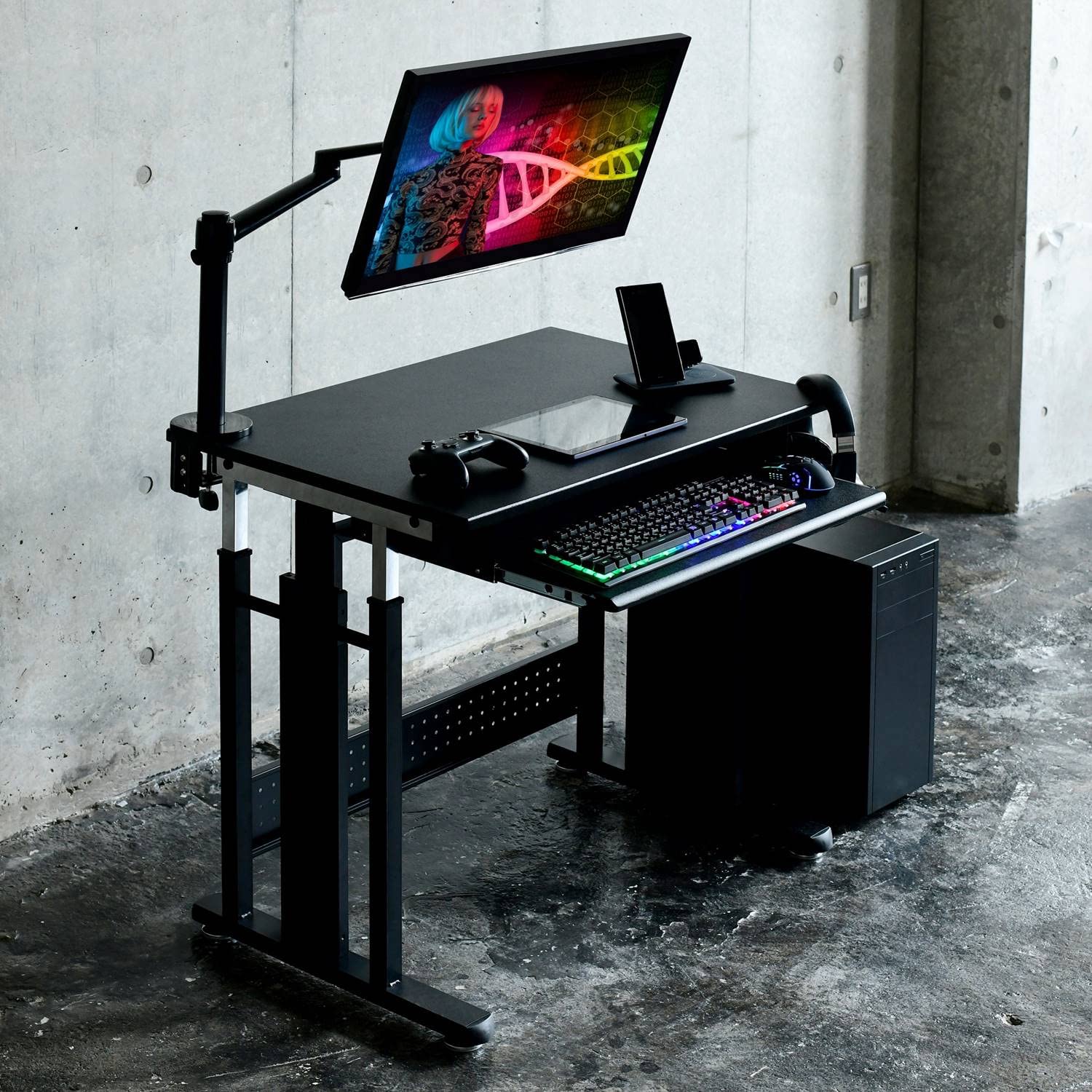 Amazon.co.jp: 山善(YAMAZEN) ゲーミングデスク 高さ65-80.5cm