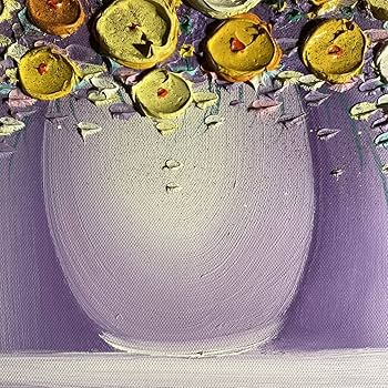 Amazon.co.jp: 秀作 手書き油絵 立体花瓶の花 額付 絵画 インテリア