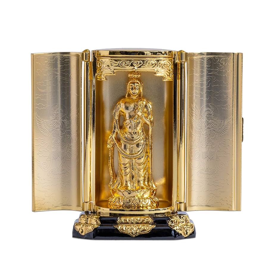 十一面観音菩薩像【極小】#405 厨子入り 木彫 仏像 十一面観音菩薩像