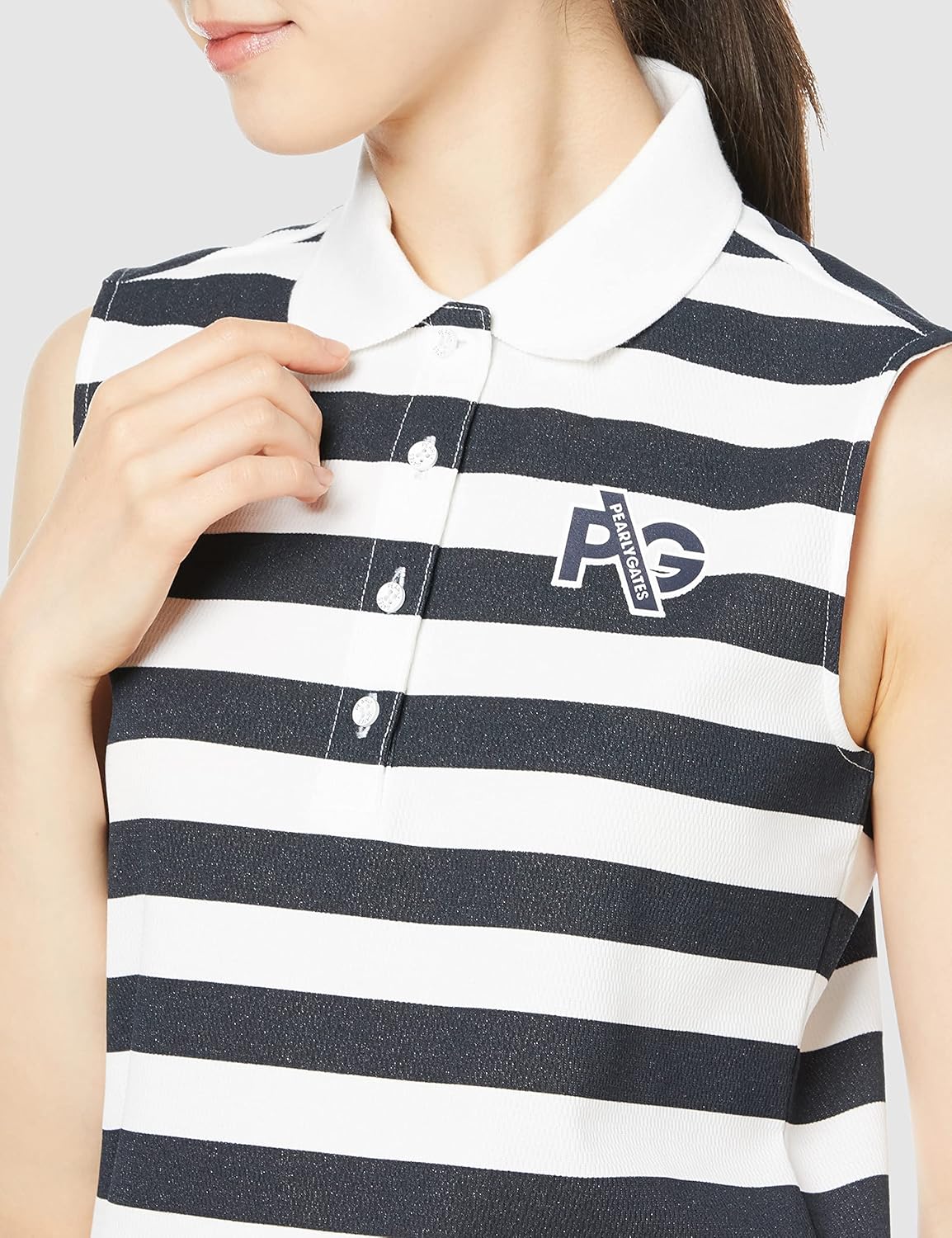 パーリーゲイツ ソルディフェンダーサーマル ボーダーポロシャツ（NAVY