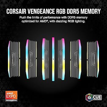 CORSAIR VENGEANCE RGB DDR5 64GB (2x32GB) DDR5 6000MHz CL40 AMD