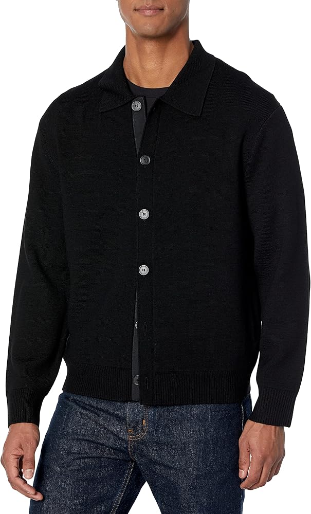Theory mens Cameron Crd.x Merino Cardigan Sweater, Black, X-Small