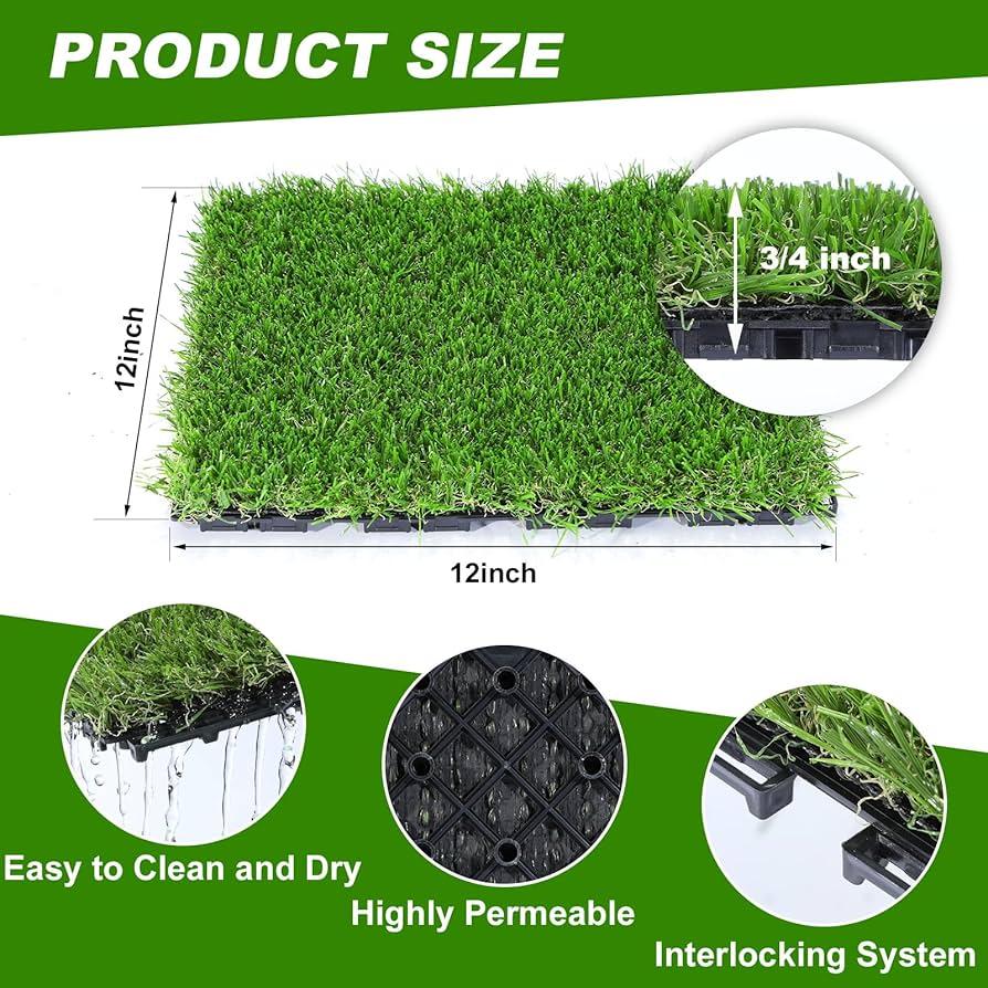 Amazon.com: Artificial Grass Tiles Interlocking Turf Squares Deck