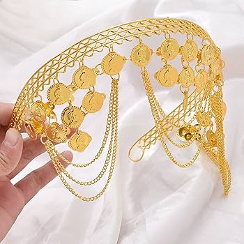 Amazon.com : Girls Belly Dance Hair Hoop Indian Gold Plated Dance