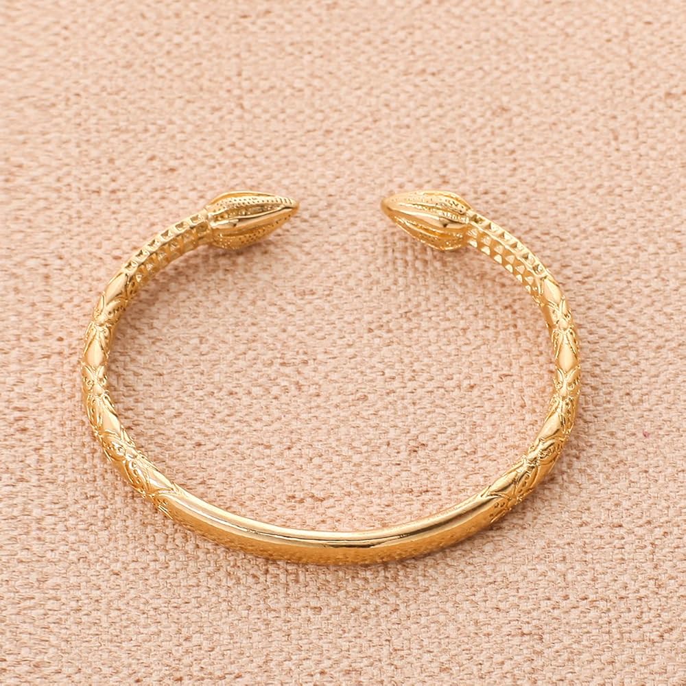 Amazon.com: Man Jewelry Accessories Gold Color Opening Embossing