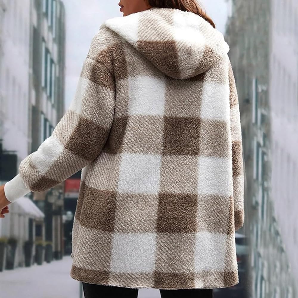 Amazon.com: Bakgeerle Buffalo Plaid Jacket for Woman Fuzzy Fleece