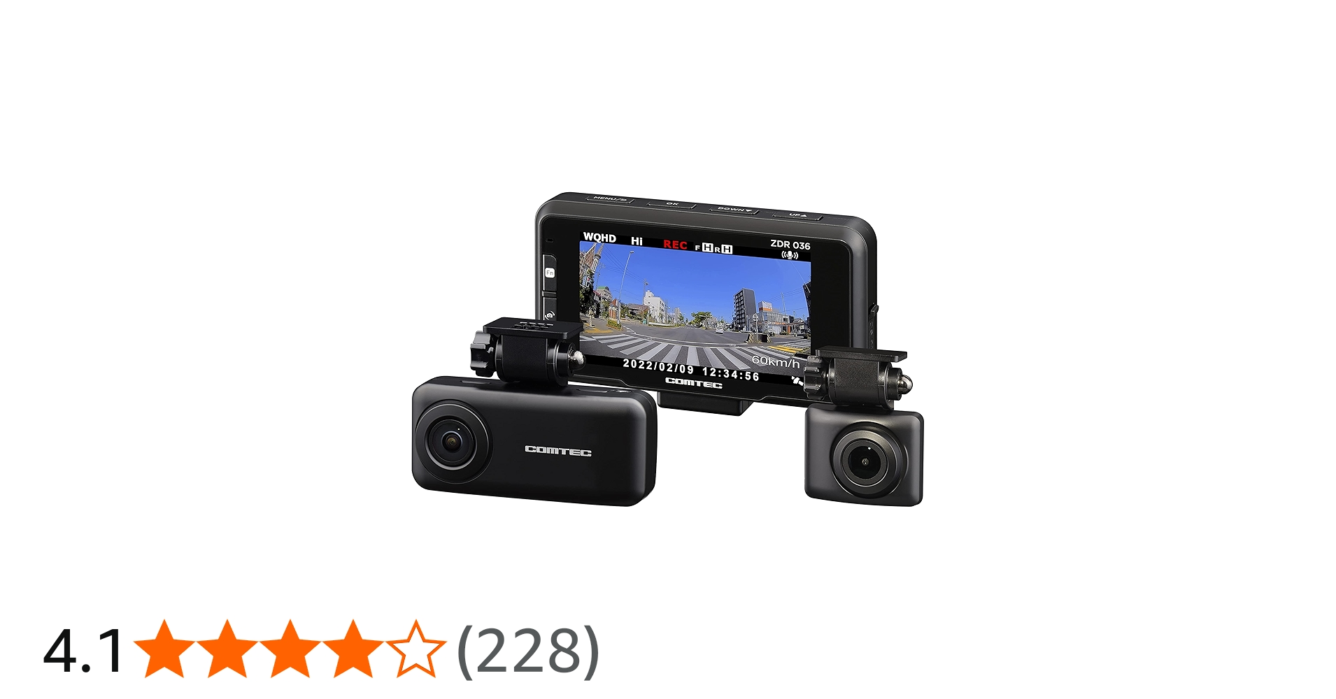 Amazon | コムテック 車用 前後2カメラ ドライブレコーダー ZDR036