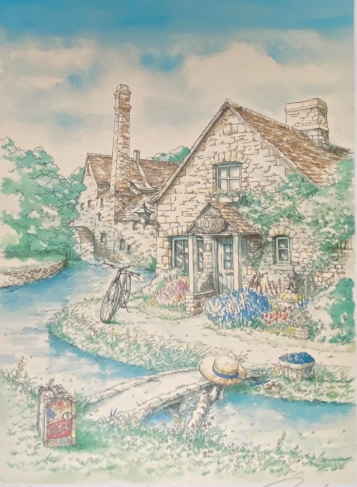 Amazon.co.jp: 内田新哉「OLD MILL」限定版リトグラフ, イギリス風景画