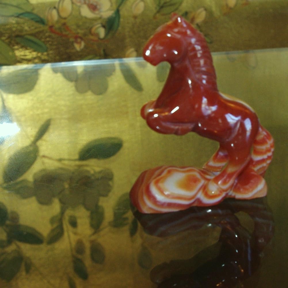 Amazon | theory xyz 瑪瑙(赤瑪瑙) 馬 置物 スライス板 2点セット