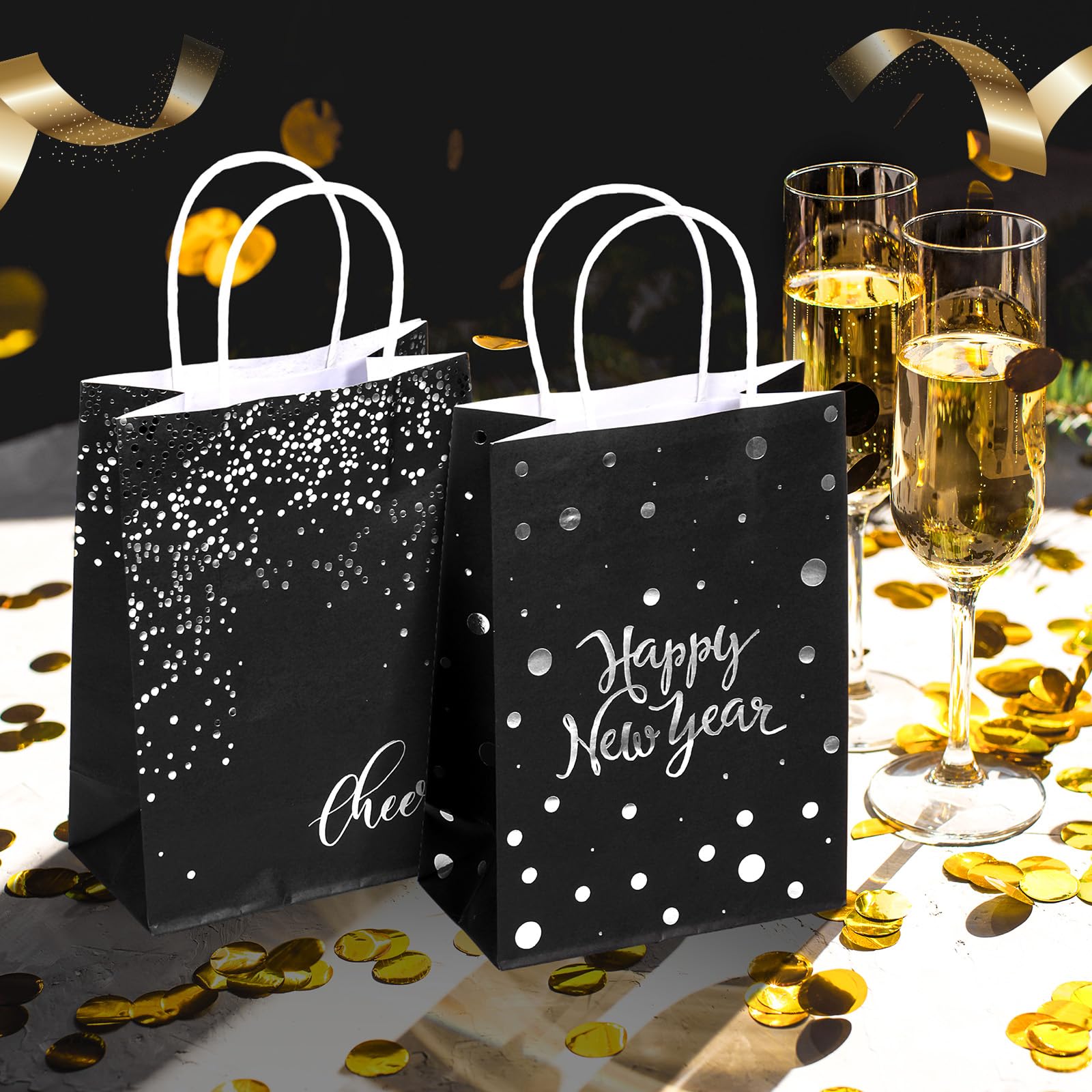 Amazon.com: Zhanmai 36 Pcs Happy New Year Black Gift Bags Bulk