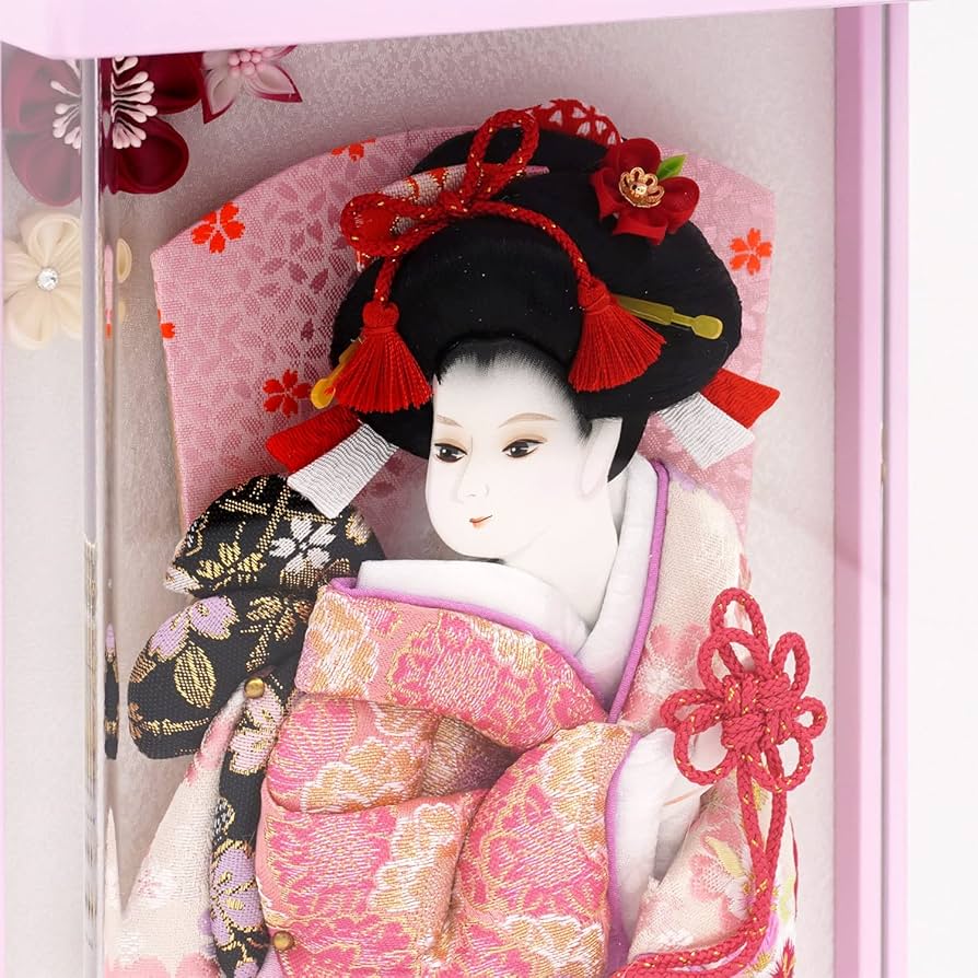Amazon.co.jp: 人形の久月 刺繍振袖羽子板飾り ピンク額型アクリル
