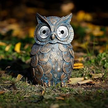 Amazon.co.jp: A.F.N.A.L フクロウ屋外像 ソーラーライト付き 庭の装飾