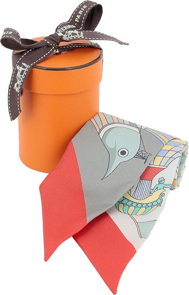 Amazon.co.jp: [エルメス] ツイリー 大空の狂気 シルク グレー レッド