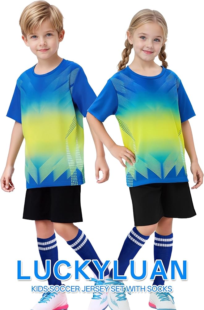 Amazon | LUCKYLUAN キッズ サッカージャージセット ソックス付き