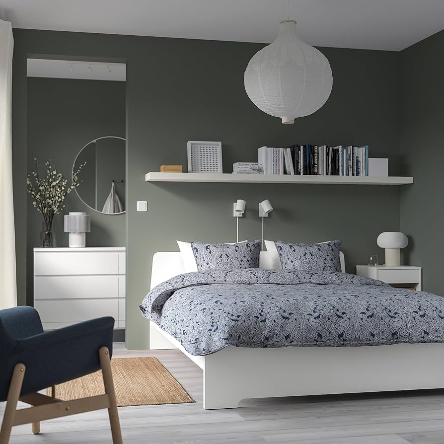 Amazon｜IKEA ASKVOLL ベッドフレーム、140x200cm、ホワイト/ルロイ