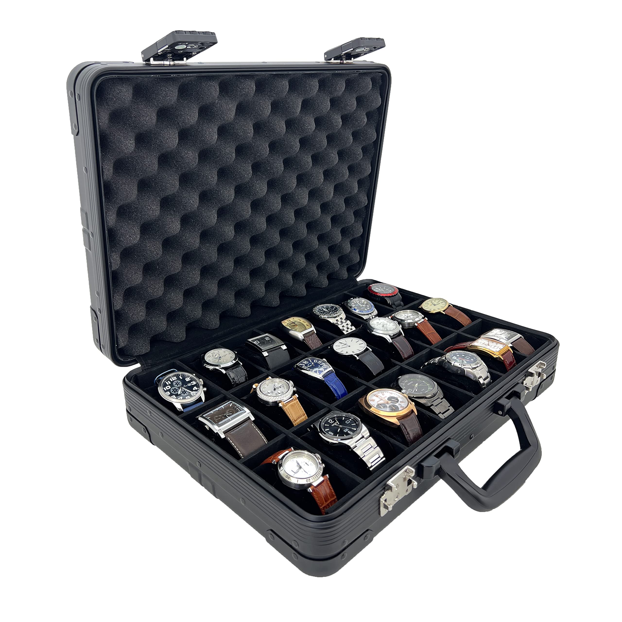 Amazon.com: Tech Swiss Watch Box 21 Slots Aluminum Carry Case