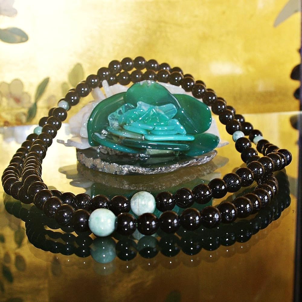 Amazon.co.jp: theory xyz 糸魚川翡翠 108実用念珠ネックレス ブラック