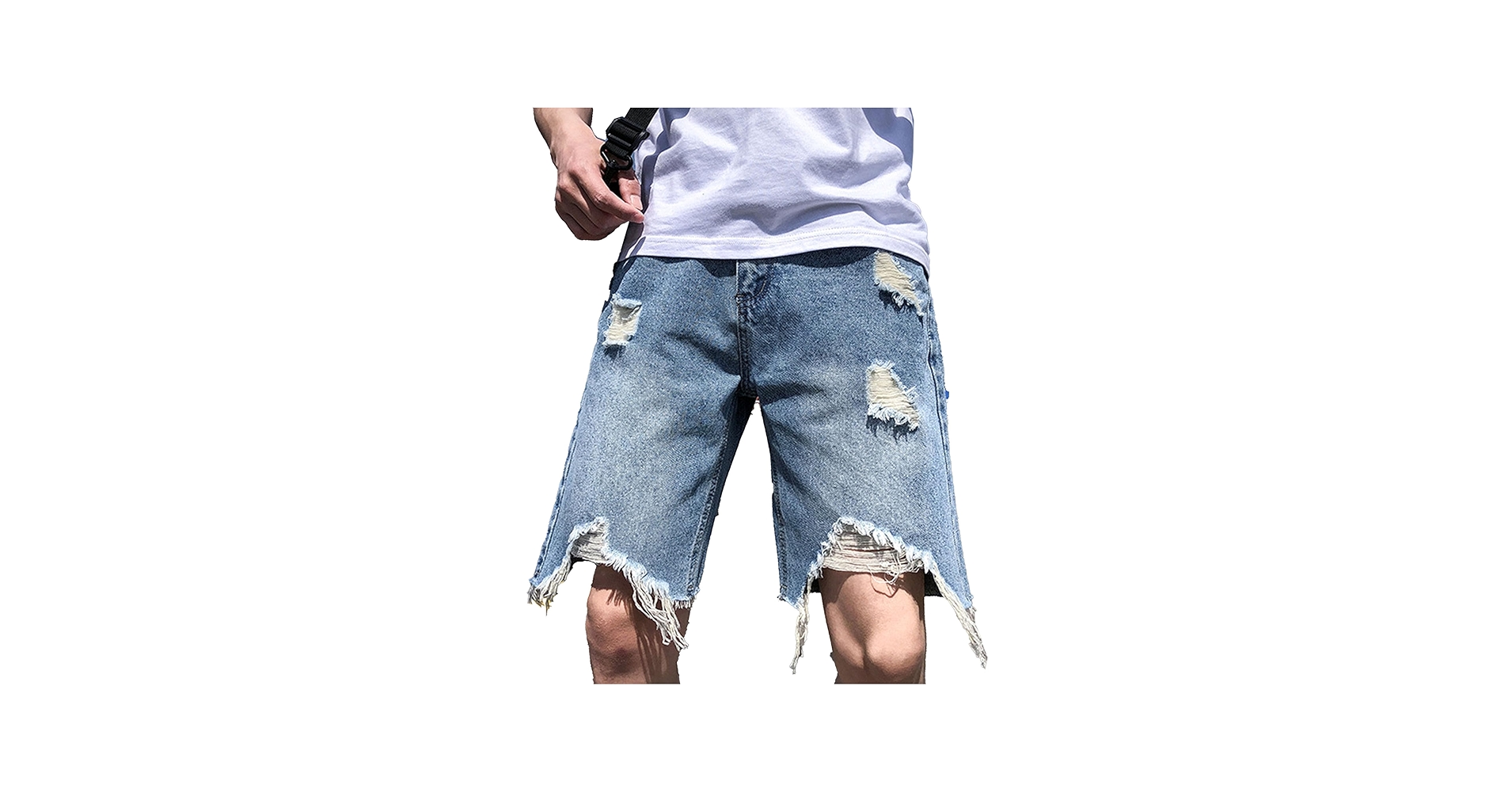 Amazon.com: JEsilunmaMY Men's Frayed Raw Hem Denim Shorts Ripped