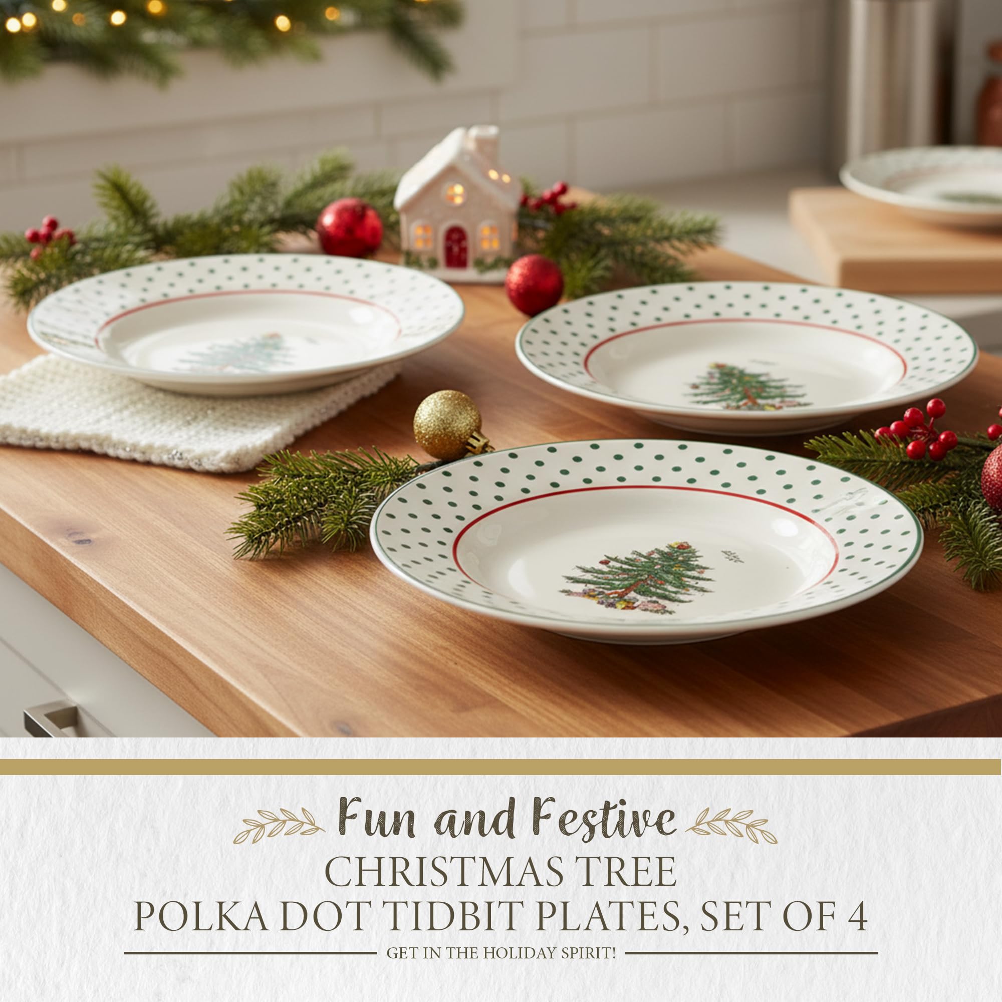 Amazon.co.jp: Spode クリスマスツリー 6インチ 水玉 ティドビット