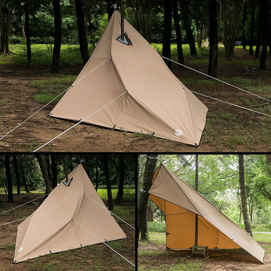 Rhombus Tarp with Stove Jack Cotton Canvas Wolf Den 2.0 Shelter