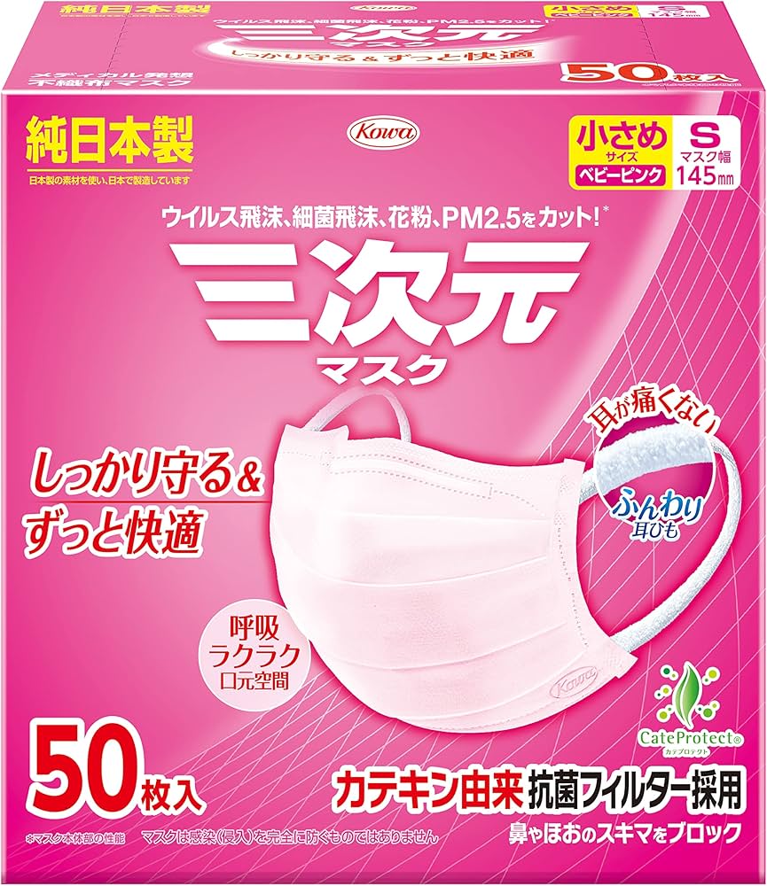 Amazon.co.jp: 三次元マスク 小さめ/Sサイズ 50枚 ピンク : ドラッグストア