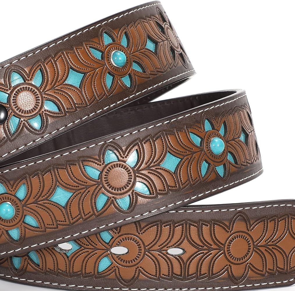 XZQTIVE Women Men Genuine Leather Belt Vintage Ladies Western Belt