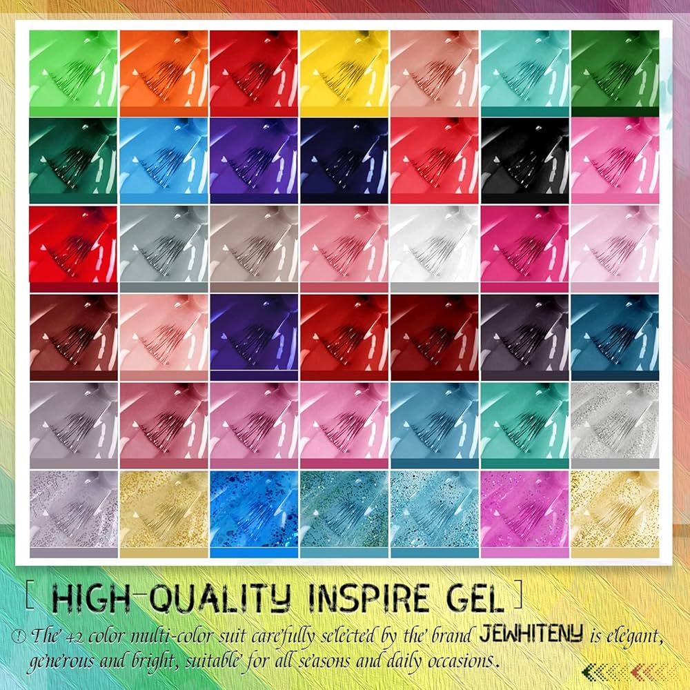 Amazon.com : JEWHITENY 45 PCS Gel Nail Kit with 42 Colors Nail