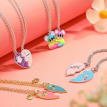 Amazon | 8個 ハーフハート 親友ネックレス 2人用 BFFネックレス 友情