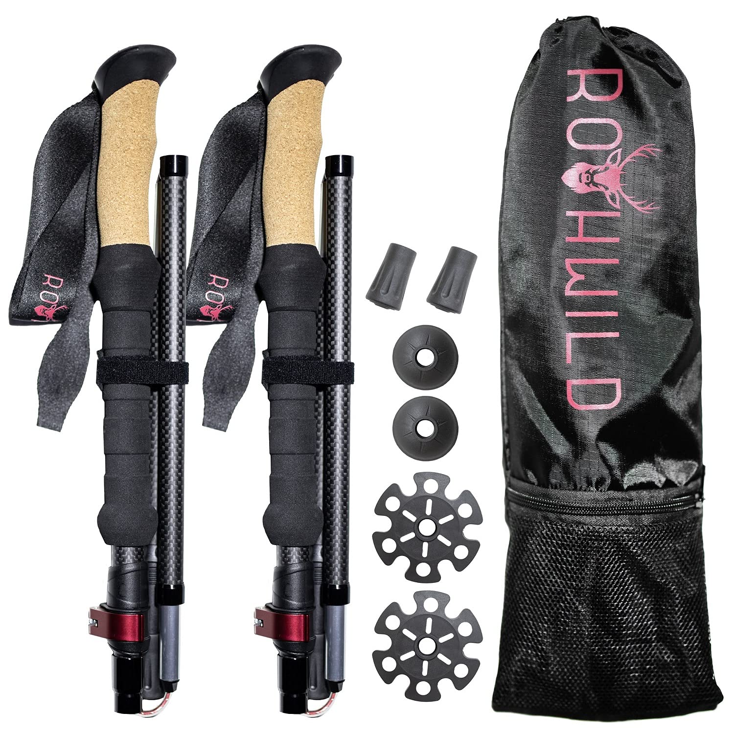 Amazon | Rothwild ドイツ産 トレッキングポール カーボン 折りたたみ