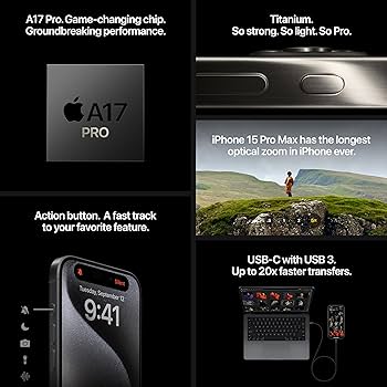 Amazon.com: Apple iPhone 15 Pro, 128GB, Black Titanium - Cricket