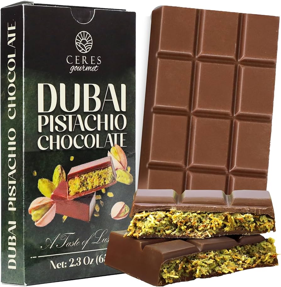 Amazon.com : Ceres Gourmet Dubai Chocolate Bar, Pistachio Kataifi