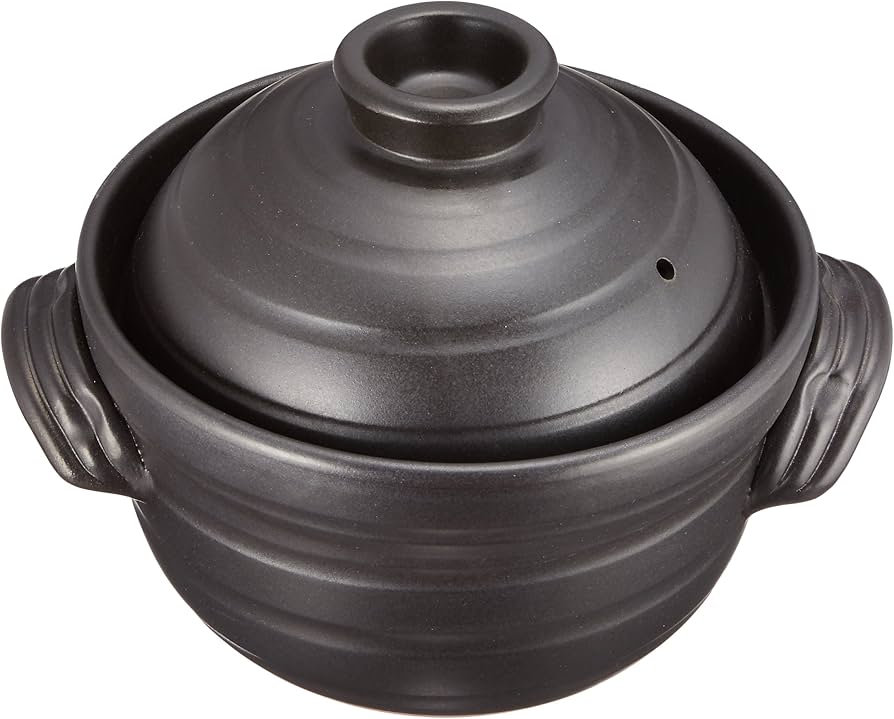 Amazon｜新大黒 炊飯 ごはん土鍋 6合炊き(二重蓋) 万古焼｜ご飯鍋
