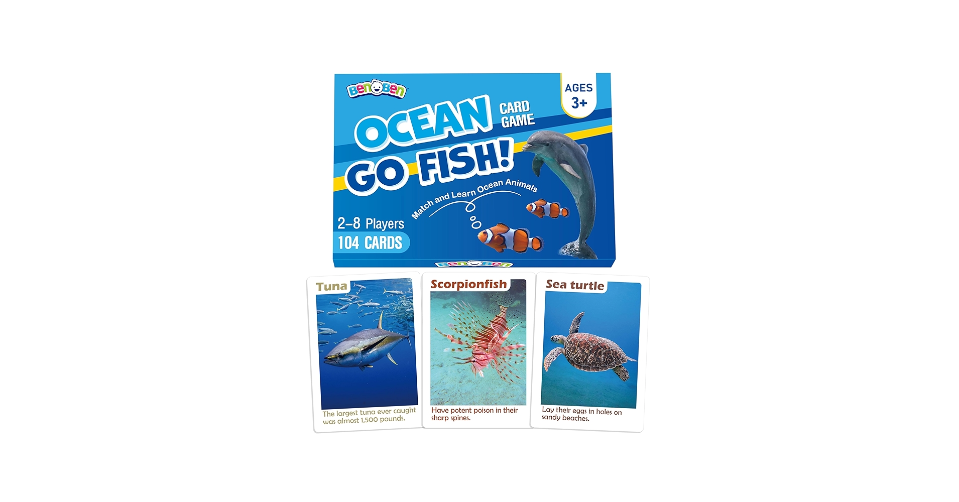 Amazon.com: BenBen Go Fish Card Game for Kids, 104 Cards, Ocean