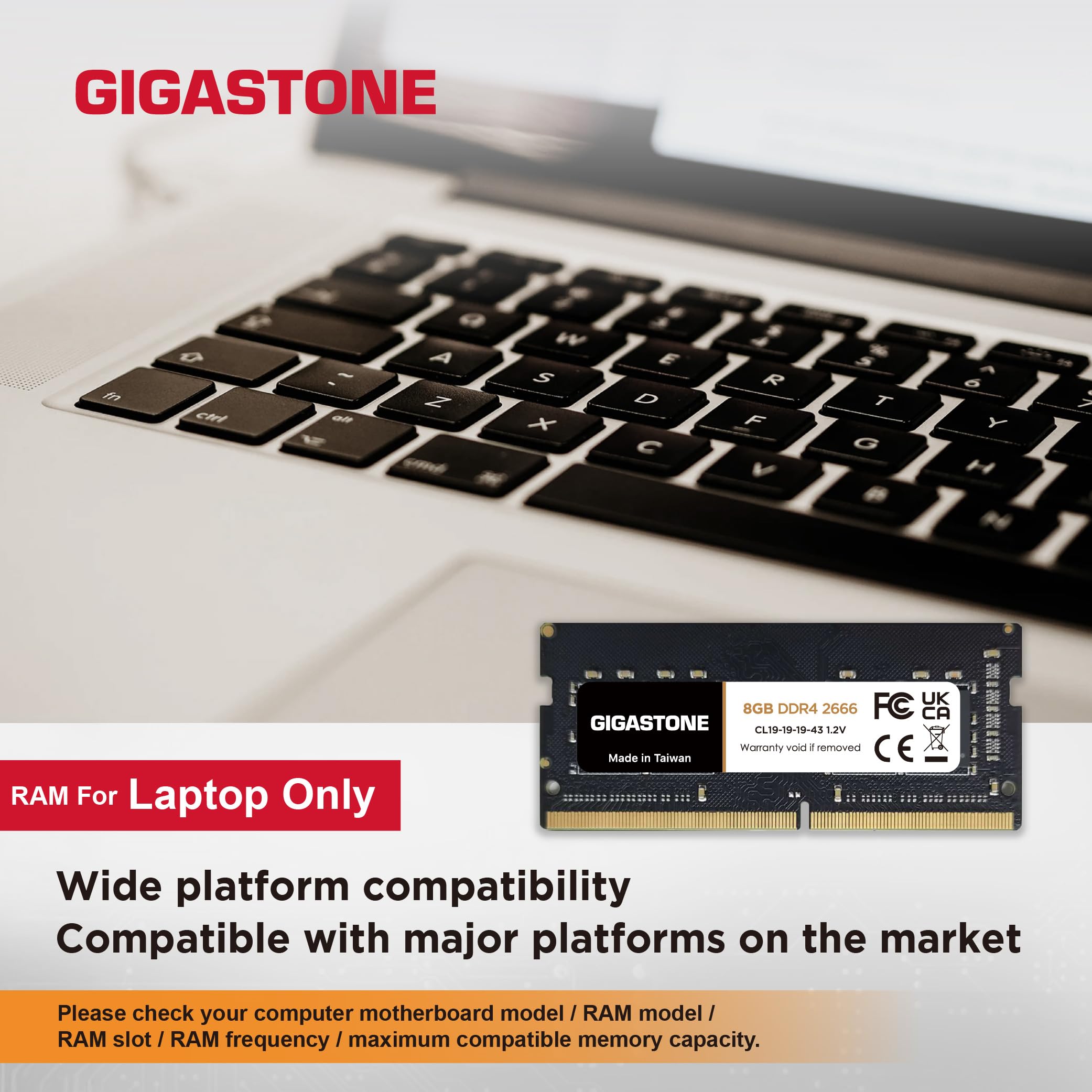 DDR4 RAM Laptop Only】 GIGASTONE 16GB Kit (2x8GB) DDR4 2666MHz