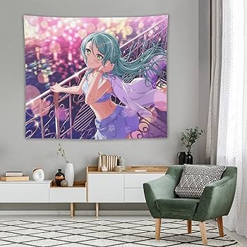 Amazon.co.jp: バンドリ！氷川 紗夜 タペストリー かわいいアニメ柄 壁