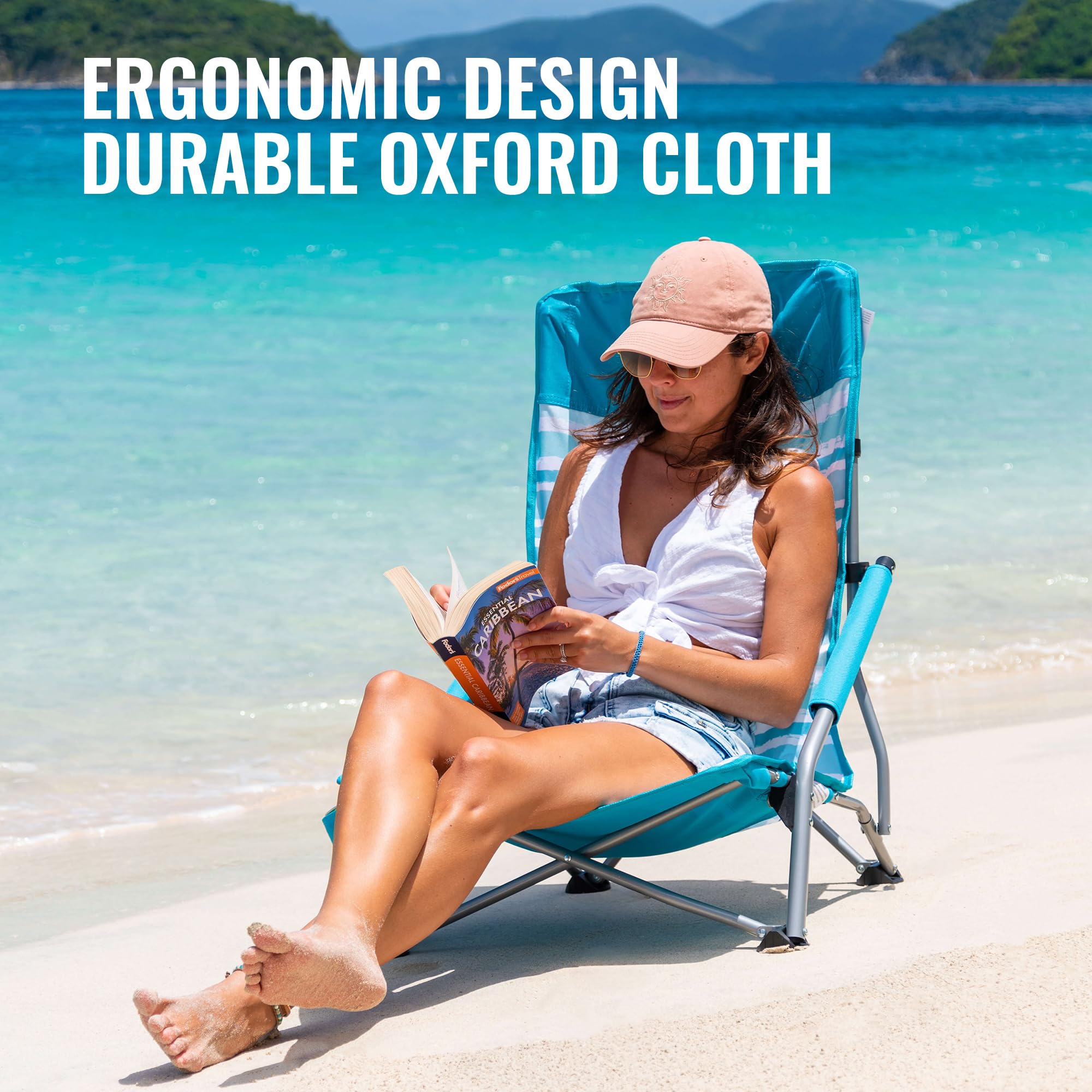 Amazon.com - VILLEY Low Beach Chair, High Back Folding Chair for