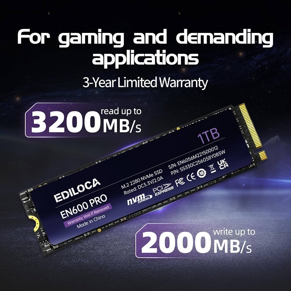 Amazon | Ediloca EN600 PRO SSD 1TB PCle 3.0x4 NVMe M.2 2280 最大