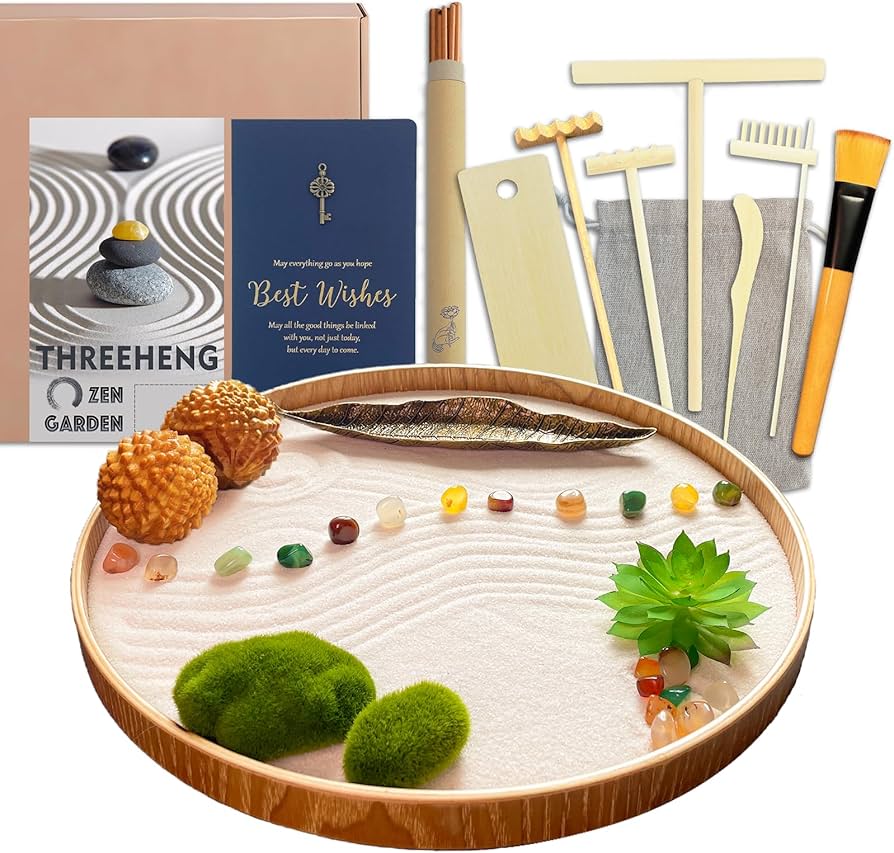Amazon.com: Threeheng Japanese Zen Garden Kit for Desk, Bamboo