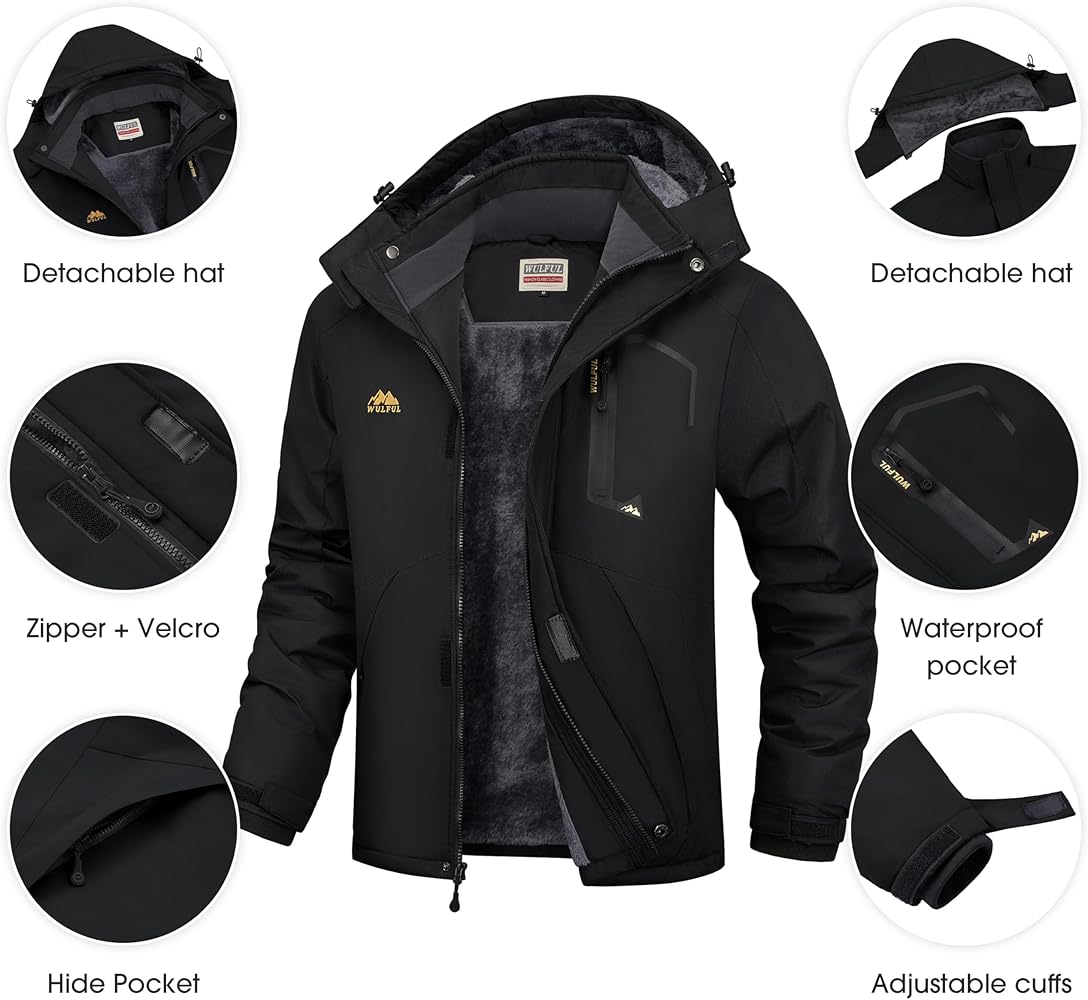 Amazon.com: WULFUL Men's Ski Jackets Warm Winter Snow Windbreaker
