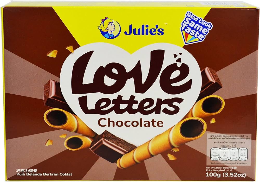 Julie's Love Letters Chocolate Wafer Roll, 100g : Amazon.sg: Grocery